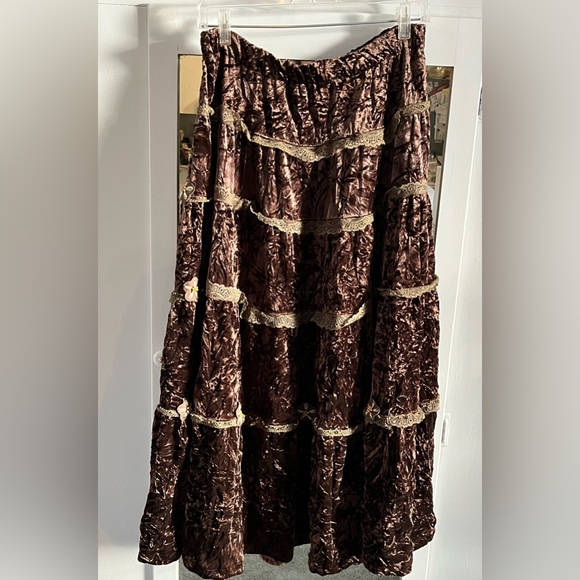 Lapis Midi Velour Skirt Size S - Picture 6 of 7